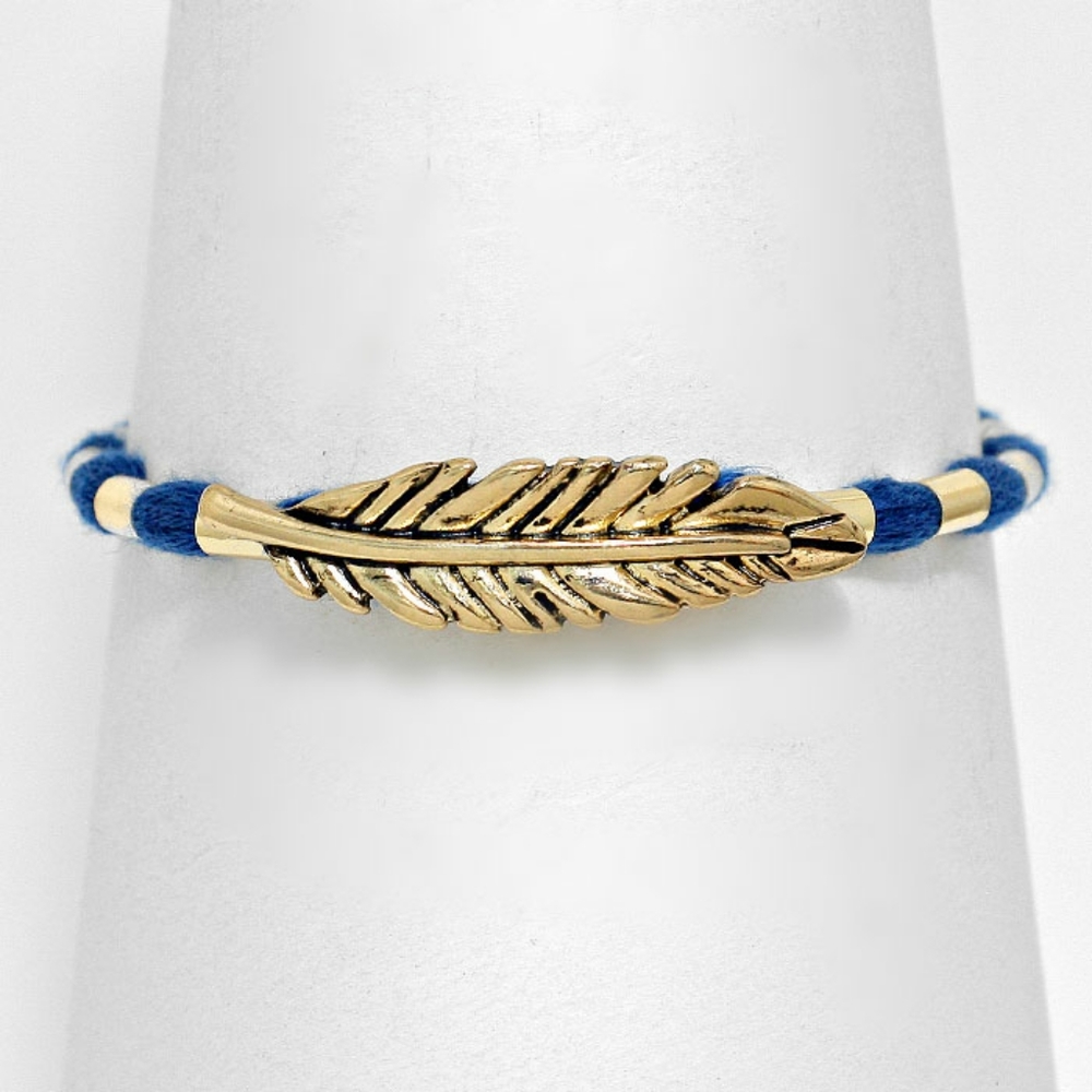 Blue Tassel Gold Pendant Feather Bracelet Jewelry Fringe